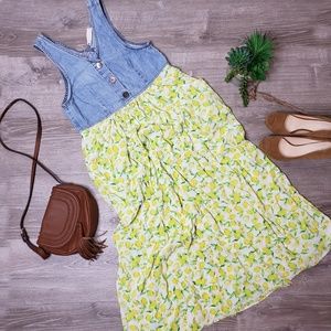 Loco Lindo denim and chiffon country lemon dress